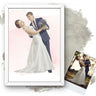 Watercolour portrait of a wedding couple, framed print