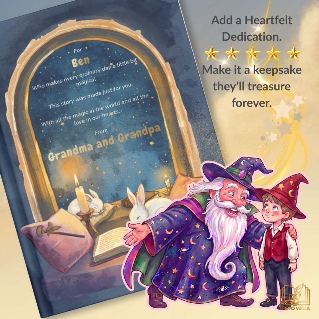 Page spread preview showing child as star of the magic show story