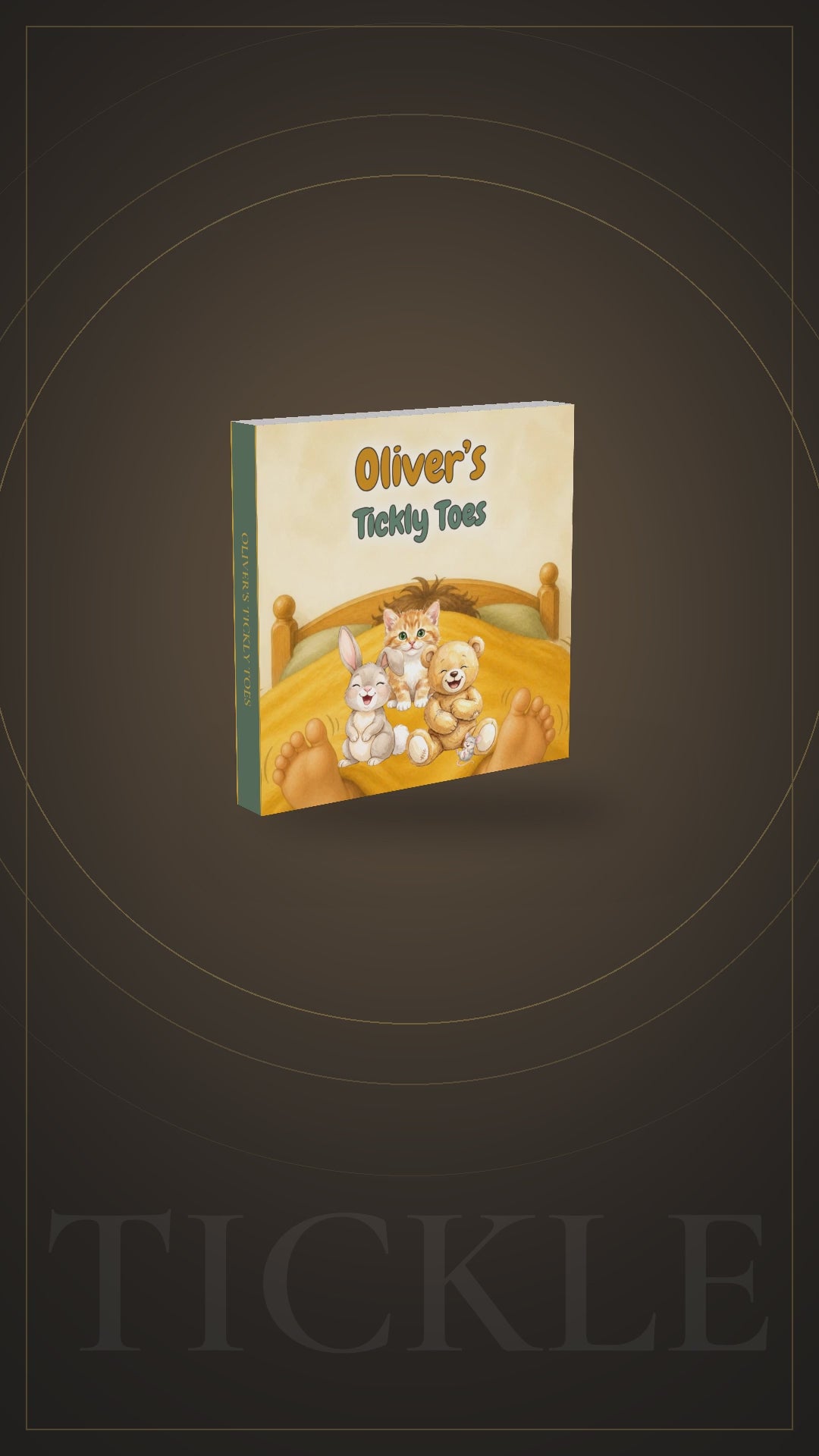 Flip through the personalised Tickly Toes children's book with the child's name on the cover
