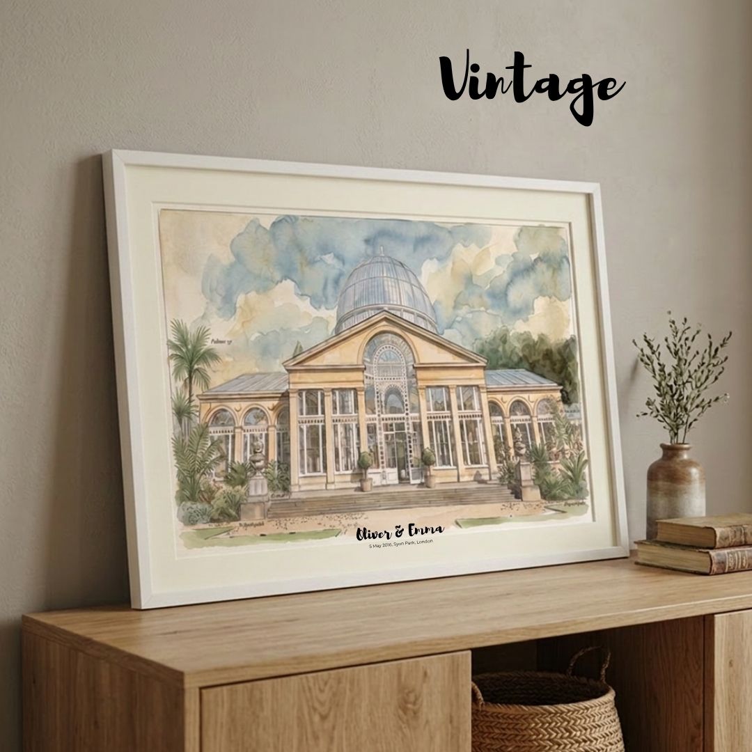 Personalised Wedding Venue Line Art Illustration Watercolour Portrait Print